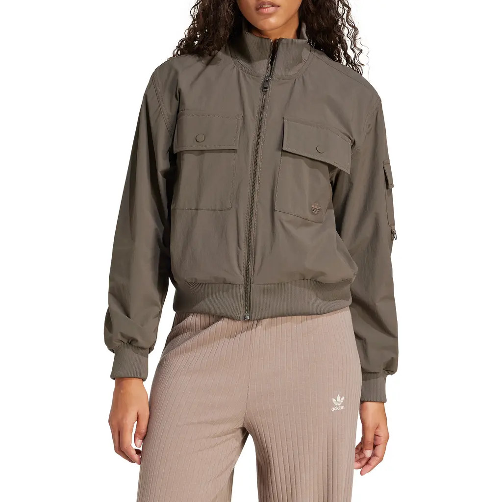 adidas Originals Essential Woven Jacket in Shadow Olive at Nordstrom, Size Small | Nordstrom