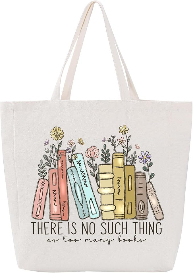 LEADO Cute Canvas Tote Bag with Pockets, Book Lovers Gifts - Thanksgiving, Birthday, Christmas Gi... | Amazon (US)