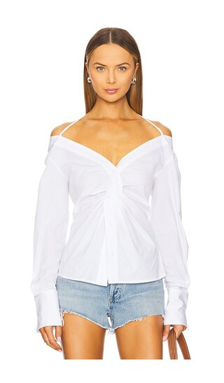 Good American Poplin Off Shoulder Top in White. - size M | Revolve Clothing (Global)