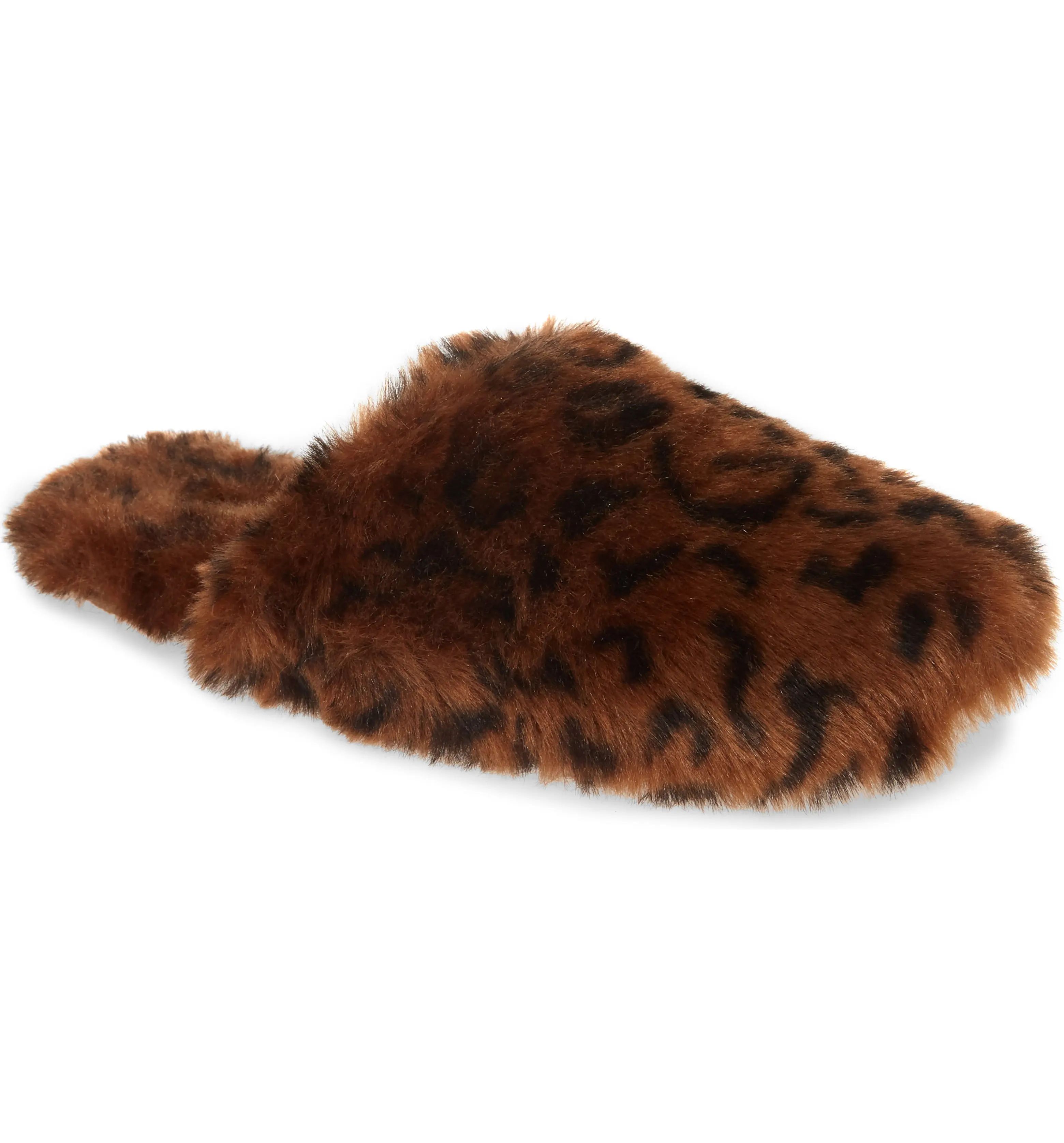 Faux Fur Animal Print Slipper | Nordstrom