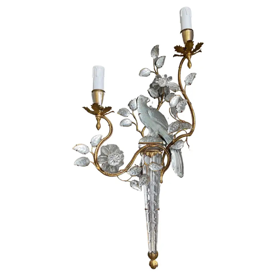 Single Parrot Wall Sconce by Maison Baguès, Paris, circa 1930s | 1stDibs