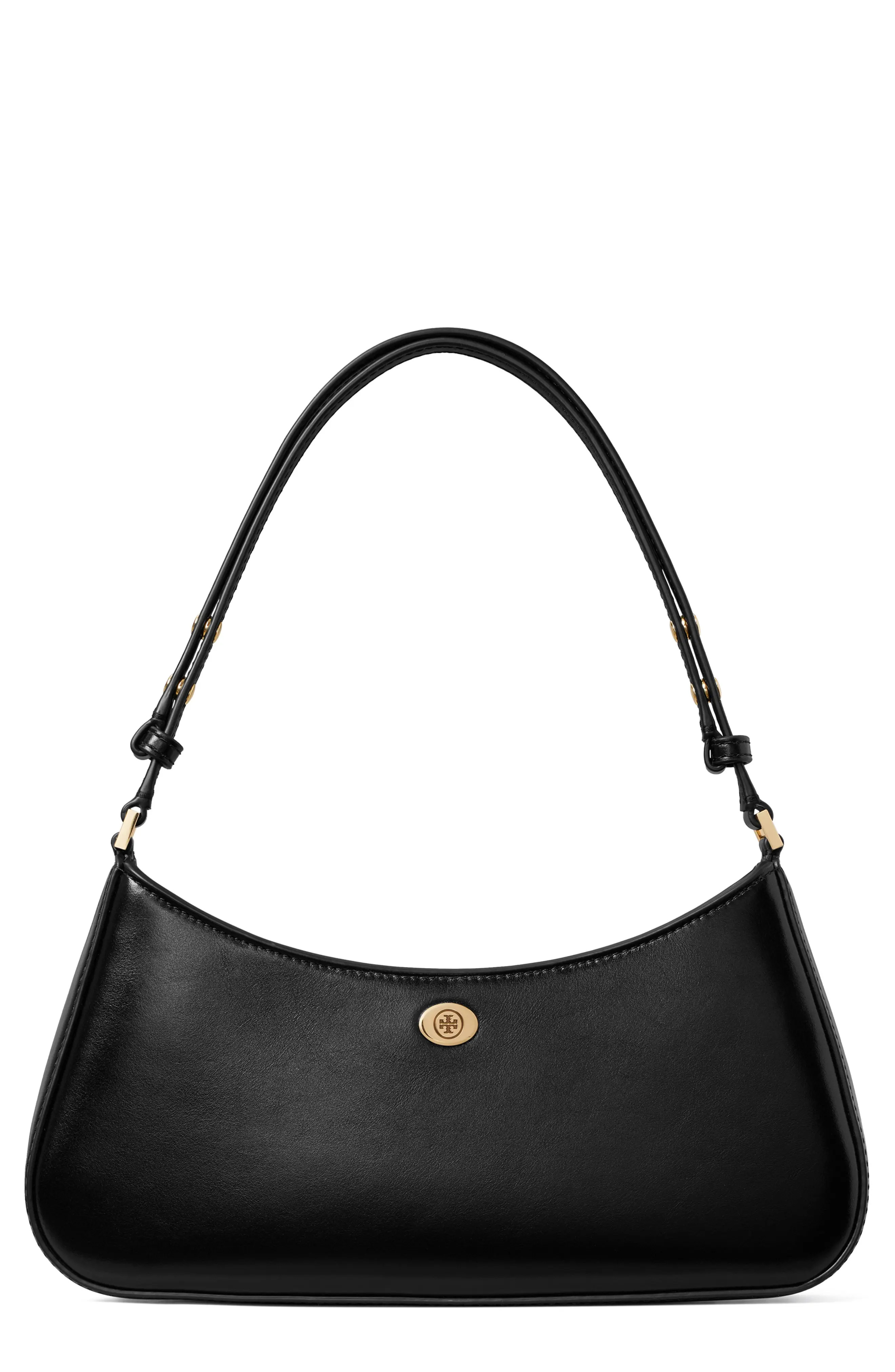 Tory Burch Robinson Leather Zip Top Shoulder Bag in Light Cream at Nordstrom | Nordstrom