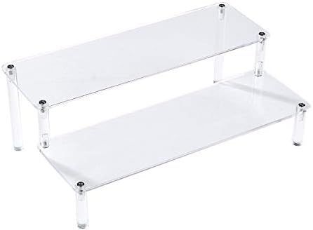 BYCY Acrylic Clear 2-Tier Riser Display Shelf for Figures, Desserts Holder, Collections Organizer... | Amazon (US)