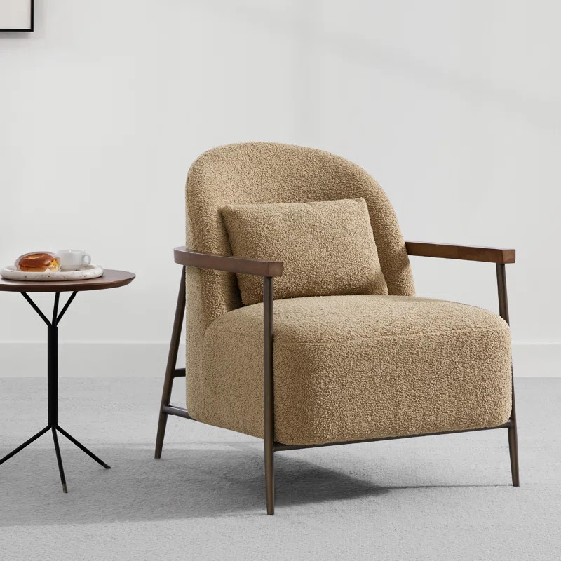 Ashwanth 27" Wide Upholstered Faux Sherpa Accent Chair With Lumbar Pillow | Wayfair North America