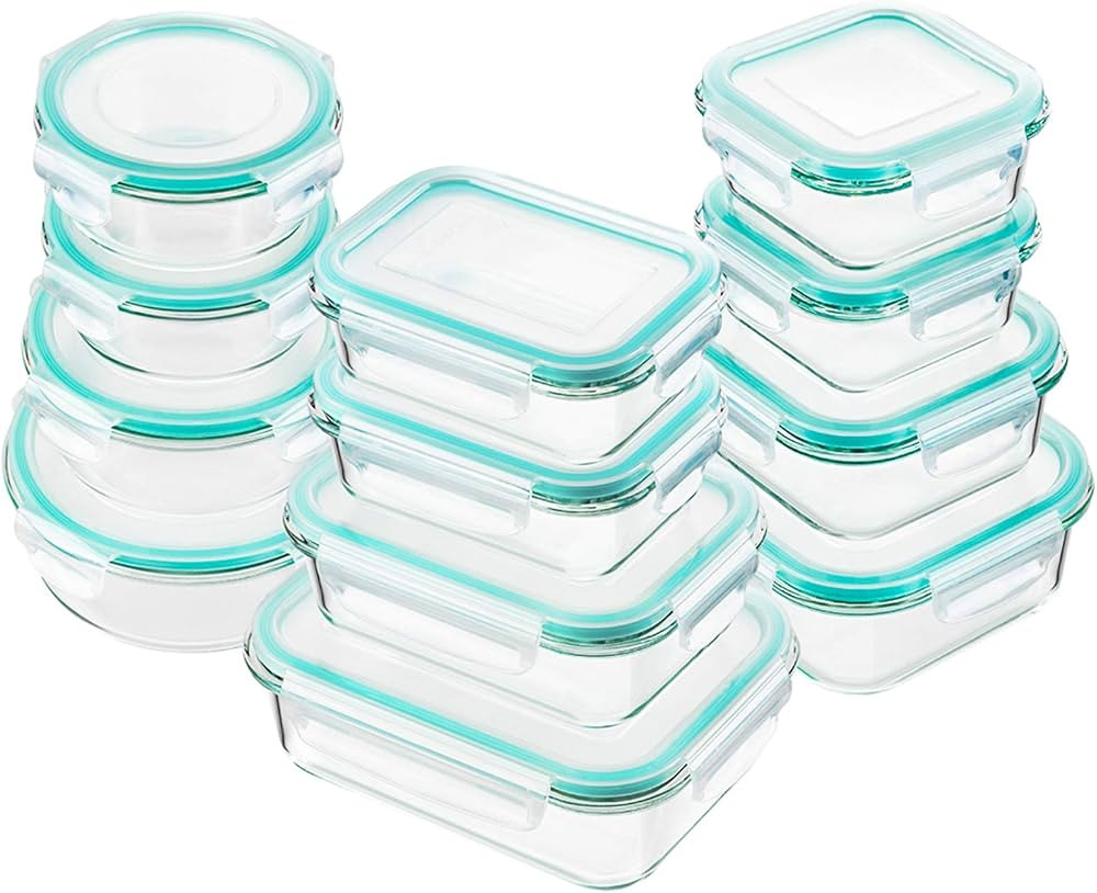 Bayco Glass Food Storage Containers with Lids, [24 Piece] Glass Meal Prep Containers, Airtight Gl... | Amazon (US)