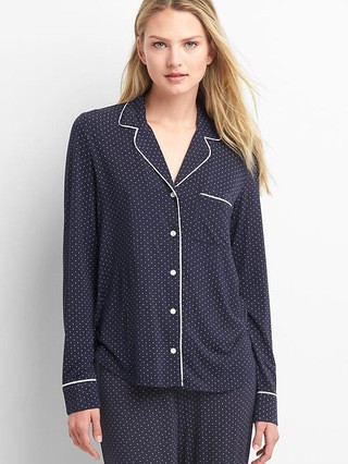 Gap Women Pure Body Lightweight Sleep Shirt Size L - Dark indigo dots | Gap US