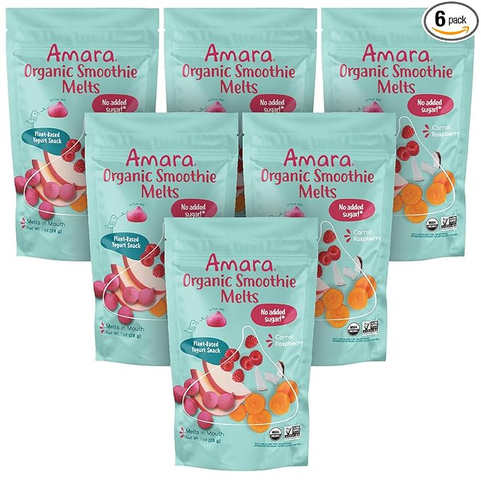 Amara Smoothie Melts - Carrot Raspberry - Baby Snacks Made With Fruits and Vegetables - Healthy T... | Amazon (US)