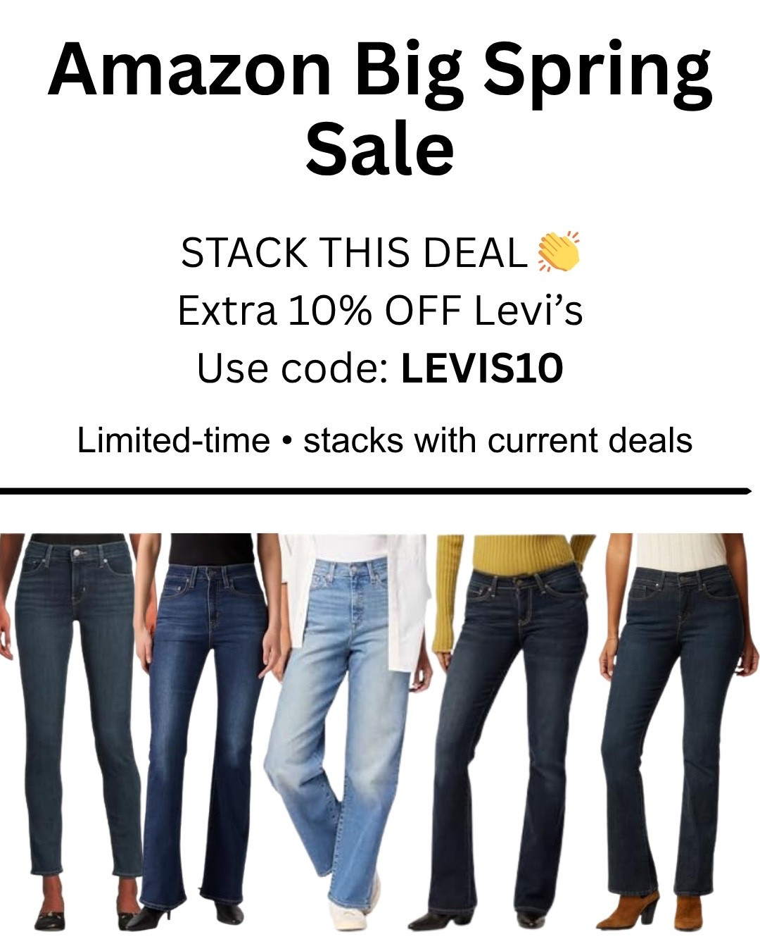 Extra 10% Off Levi’s (Stackable Code!)

Levi’s on sale AND you can stack an extra 10% off 👀👏

Use code LEVIS10 on select styles to save even more (yes… it actually stacks 🙌)

If you’ve been waiting to grab denim, this is the time. I linked my favorites + the best deals I found 🔗

#LTKSaleAlert #LTKU #LTKootd