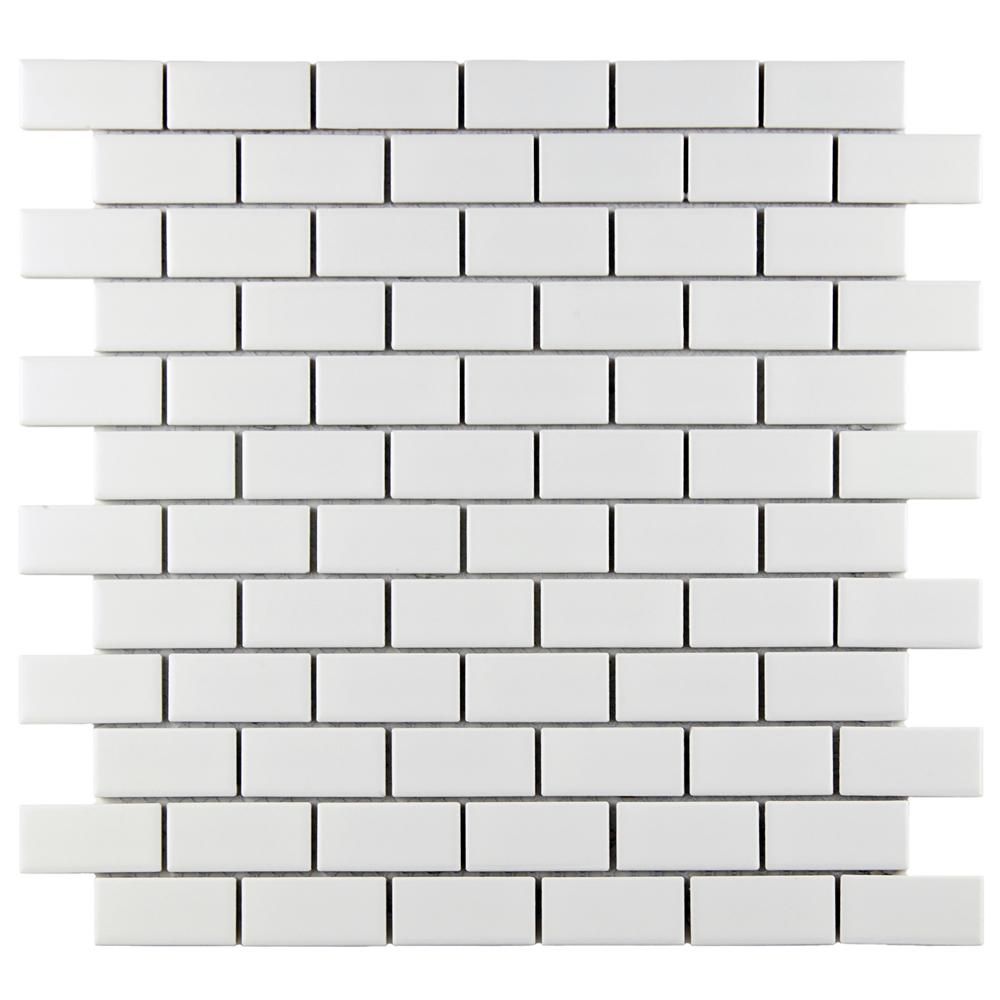 Merola Tile Metro Subway Matte White 11-3/4 in. x 11-3/4 in. x 5 mm Porcelain Mosaic Tile (9.6 sq. f | The Home Depot
