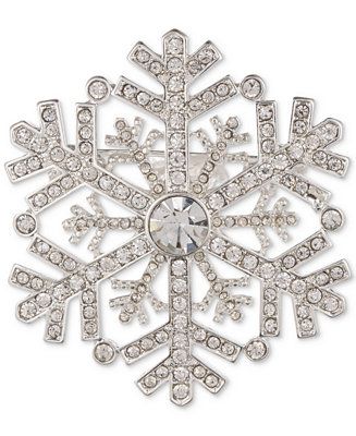 Anne Klein Silver-Tone Crystal Pavé Snowflake Pin  & Reviews - All Fashion Jewelry - Jewelry & W... | Macys (US)