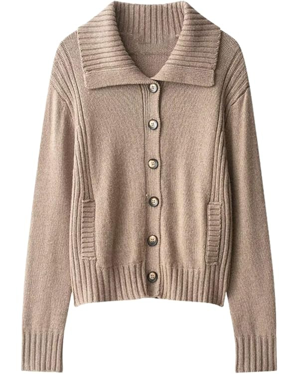 Chevara Women’s Classic Striped Knitted Cardigan Long Sleeve Lapel Collar Pocketed Cardigans Sw... | Amazon (US)