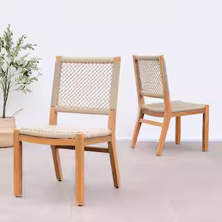 Charlotte Teak Wood Outdoor Dining Chair (Set of 2) | The Home Depot