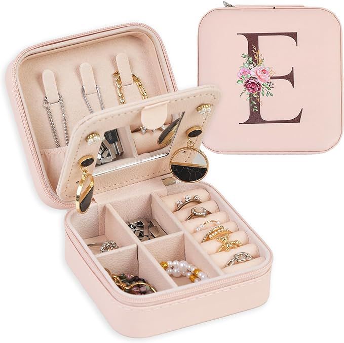 FUNARTY Travel Jewelry Box with Mirror for Women Girls, Jewelry Holder Organizer Case Birthday Ch... | Amazon (US)