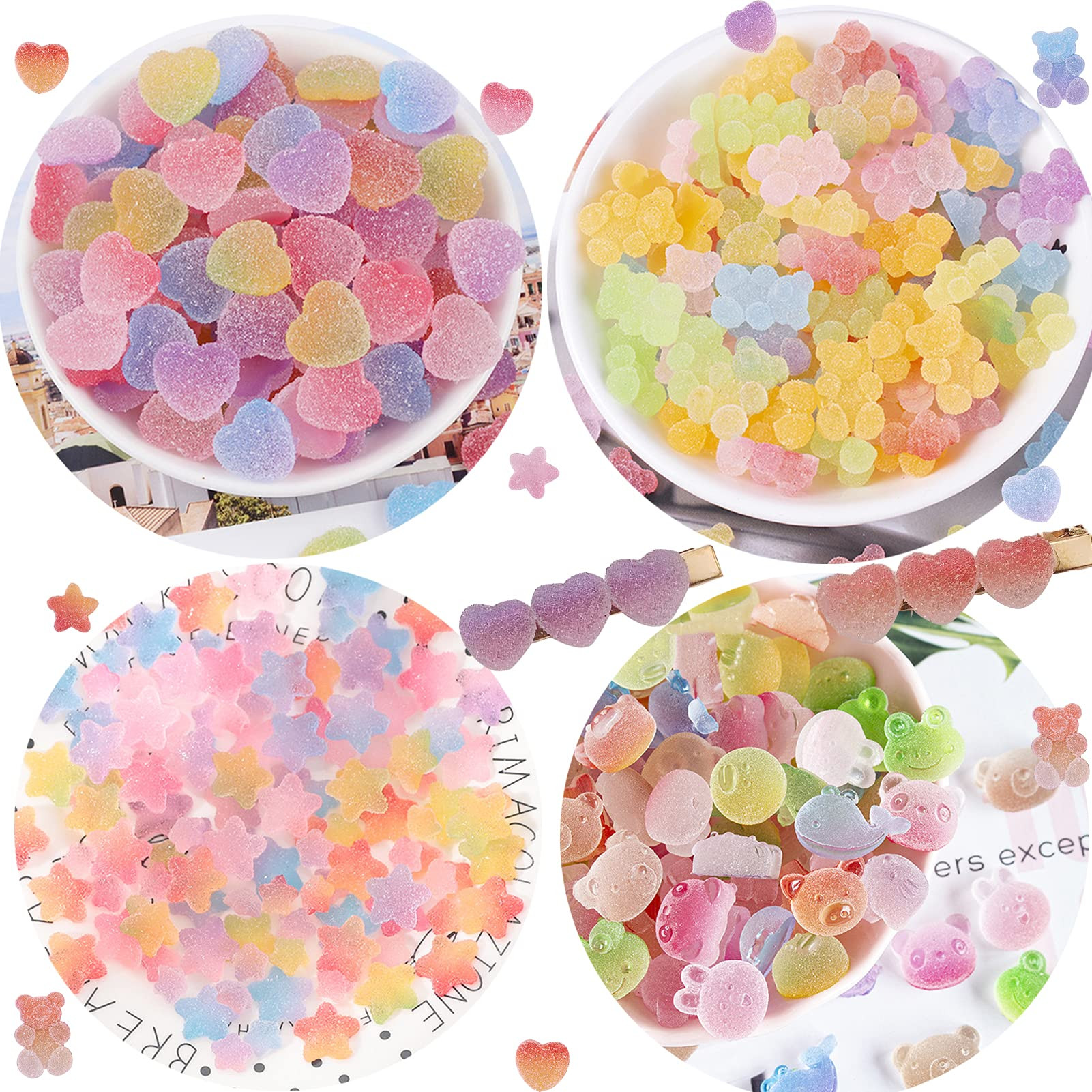 120Pcs Kawaii Slime Charms 3D Cute Mini Flatback Nail Gummy Bear Beads Bulk Resin Jewelry Making ... | Amazon (US)