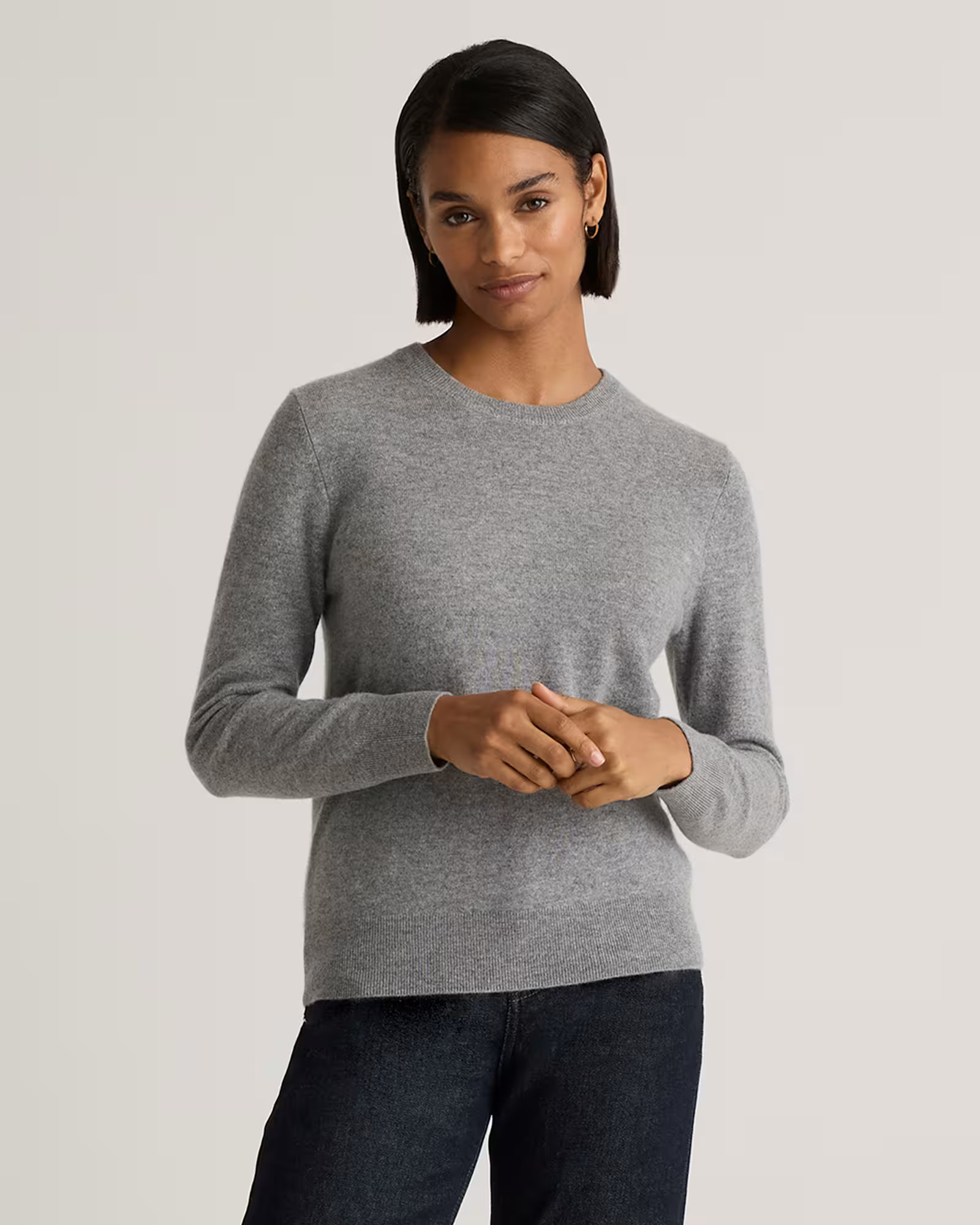 Mongolian Cashmere Crewneck Sweater in Heather Grey | Quince