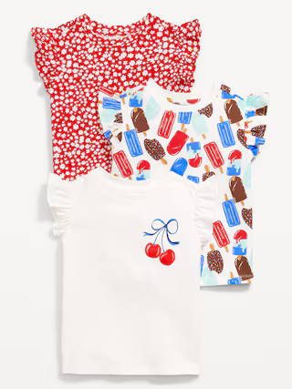 Short-Sleeve Ruffle-Trim T-Shirt 3-Pack for Toddler Girls | Old Navy (US)