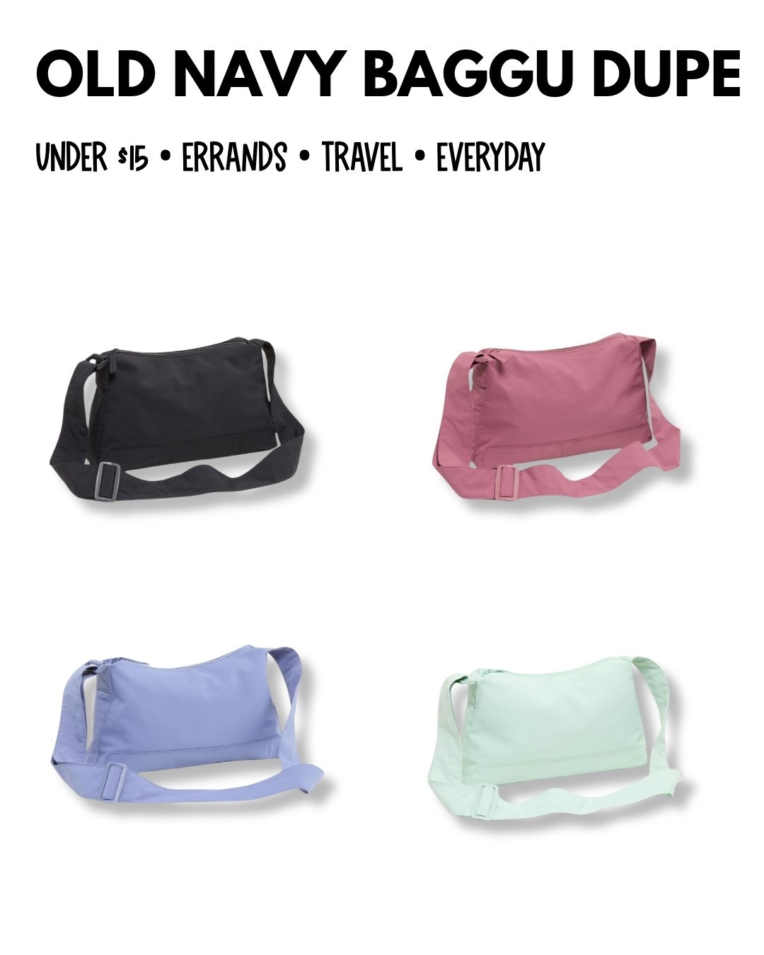 Old Navy has a Baggu-inspired crossbody and it’s under $15 👏🏼

Lightweight, cute, easy for errands, travel, walks, teacher life, or everyday grab-and-go.

I linked all colors in LTK 🤍

#LTKSaleAlert #LTKootd