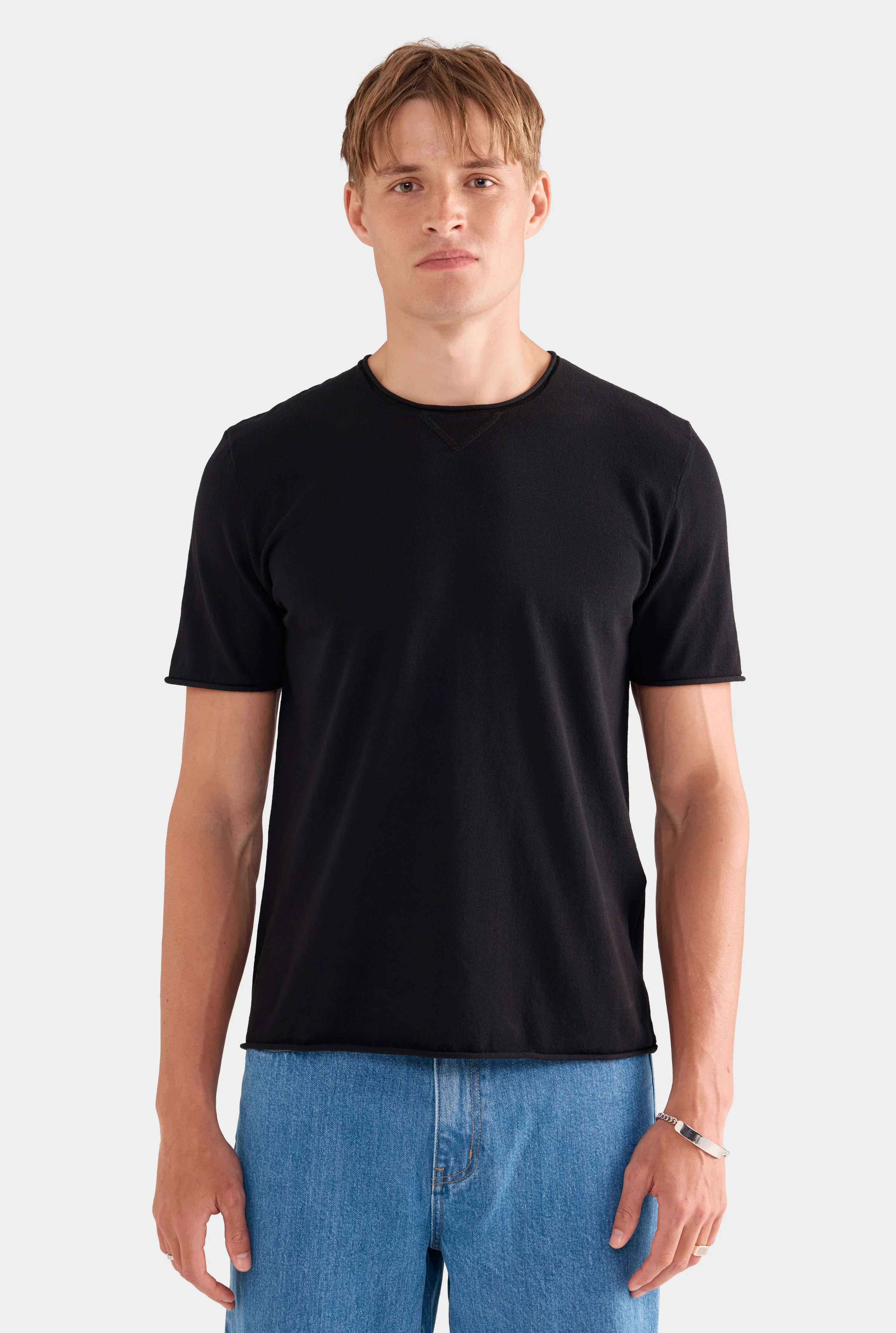 Mens Rolled Edge Cotton Knit T in Shirt | Venroy | Venroy AU