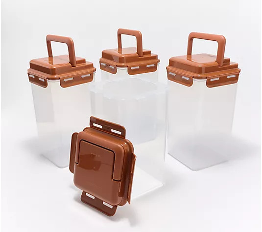 LocknLock Set of 4 Tall Pantry Canisters w/ Handle Lids - QVC.com | QVC
