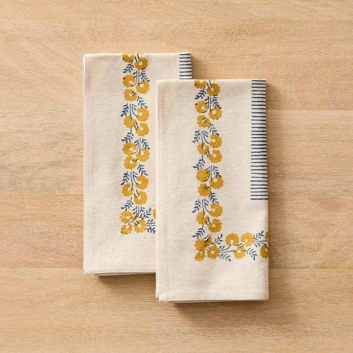 Soil to Studio Mehak Block-Printed Cotton Napkins (Set of 2) | West Elm (US)