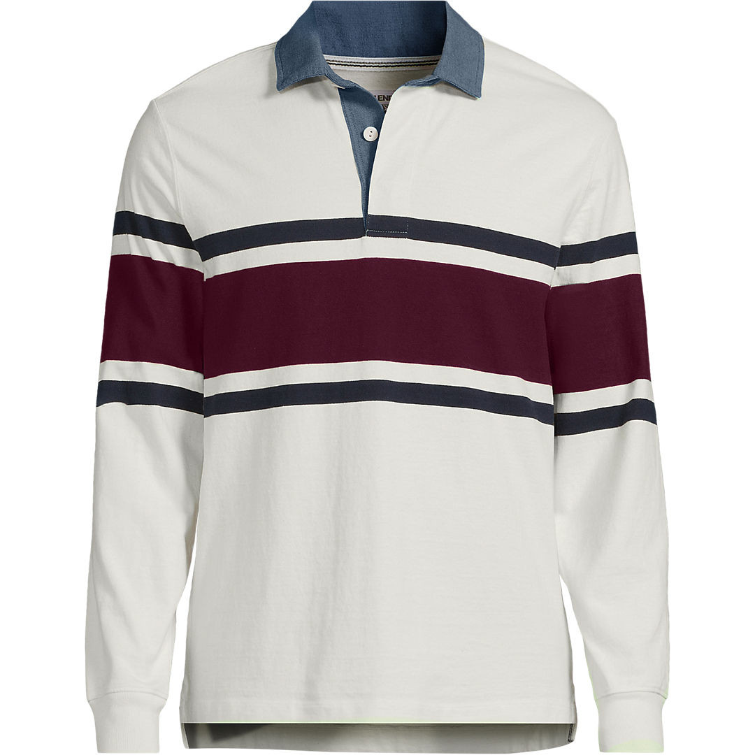 Men's Long Sleeve Stripe Rugby Shirt | Lands' End (US)