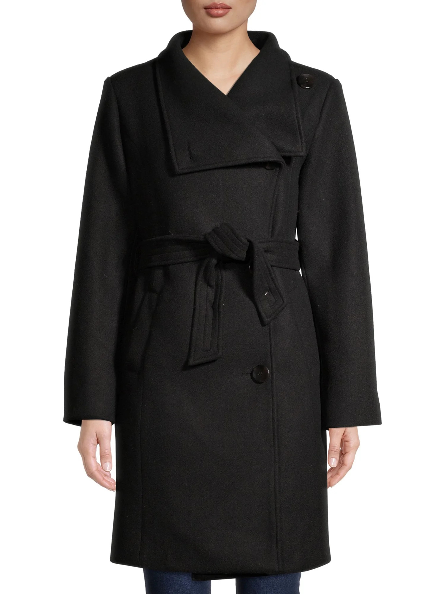 Mark Alan Women’s Long Asymmetrical Wrap Coat with Belt | Walmart (US)