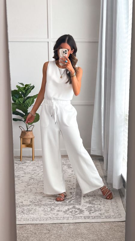✨This jumpsuit is seriously the softest material. I can’t believe it’s Amazon! Dress up or down. 

✨Comes in tons of colors! Fits true to size. I’m wearing a small. 