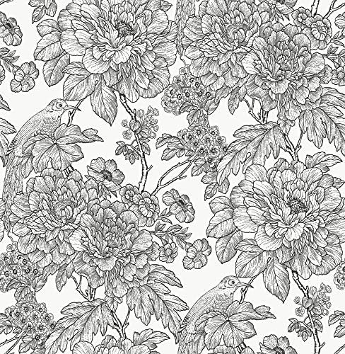 NuWallpaper NUS3544 & White Sudbury Peel Stick Wallpaper, Black | Amazon (US)