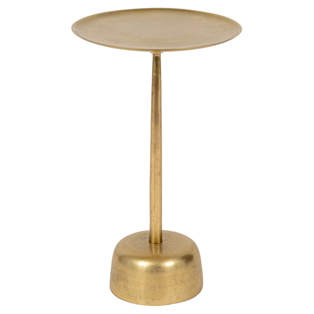 Jalen Modern Classic Gold Aluminum Round End Table | Kathy Kuo Home