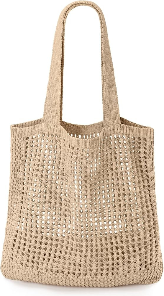 KPX Crochet Tote Bag, Beach Mesh Knitted Bag Large Aesthetic Shoulder Bag Handbags Hollow Hobo Ba... | Amazon (US)