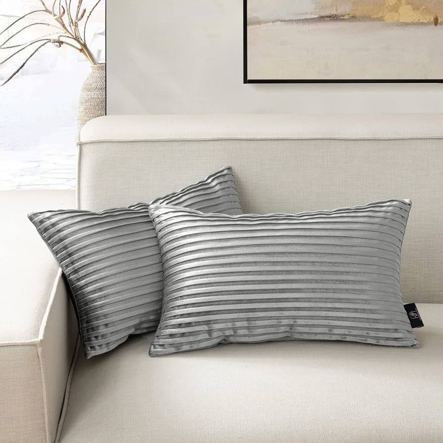 Phantoscope Pack of 2 Velvet Decorative Throw Pillow Covers -Crushed Velvet Handmade Pleated Desi... | Amazon (US)