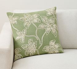 Asher Floral Embroidered Pillow | Pottery Barn (US)