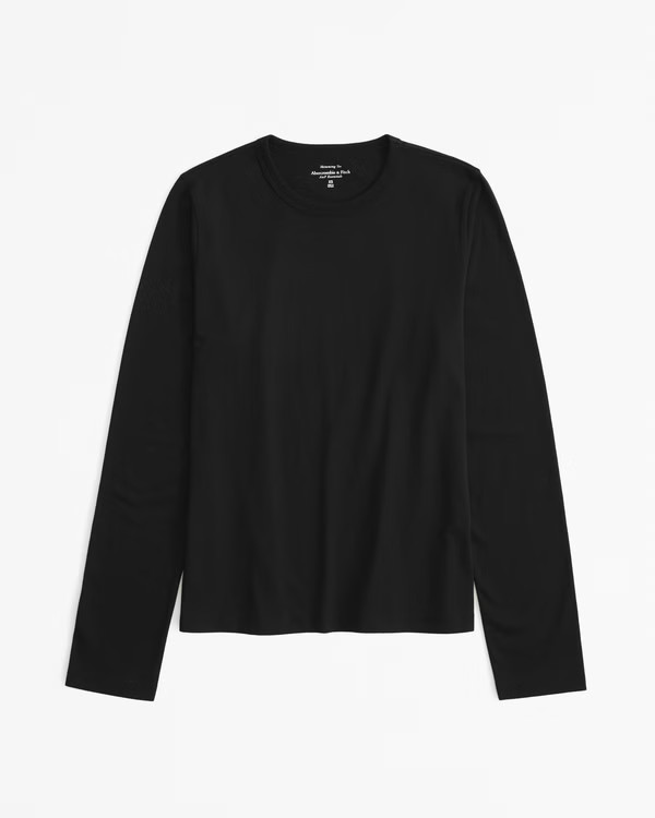 Essential Long-Sleeve Polished Body-Skimming Tee | Abercrombie & Fitch (US)