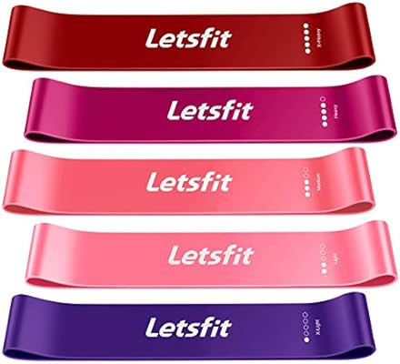 Letsfit Resistance Loop Exercise Bands with Instruction Guide and Carry Bag, Set of 5 | Amazon (US)