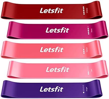 Letsfit Resistance Loop Exercise Bands with Instruction Guide and Carry Bag, Set of 5 | Amazon (US)