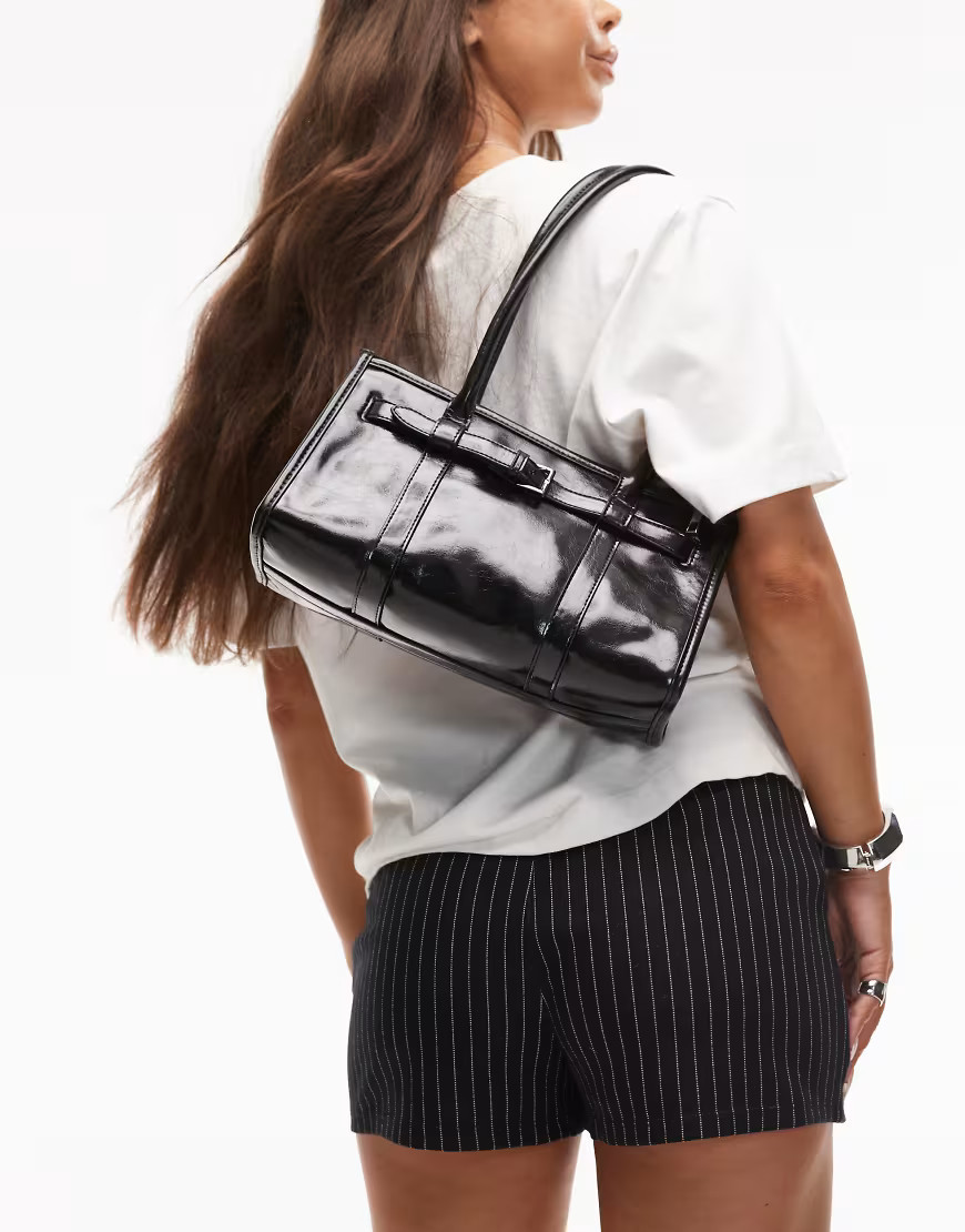 Topshop Scottie shoulder bowler bag in black | ASOS (Global)