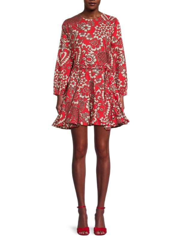 Rhode Ella Belted Print Dress on SALE | Saks OFF 5TH | Saks Fifth Avenue OFF 5TH
