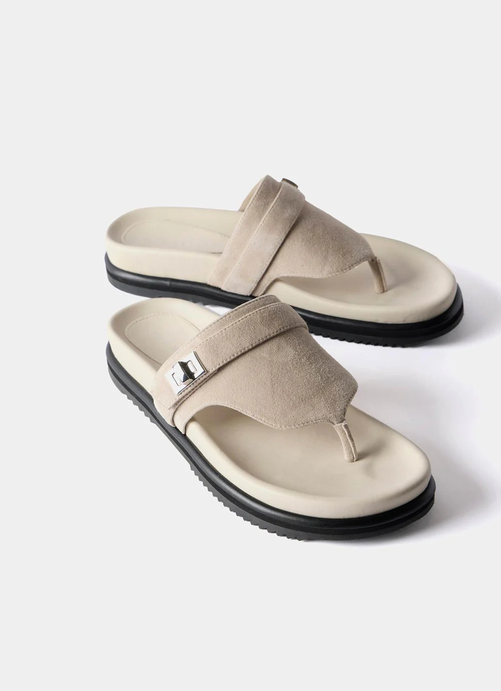 Cas White Suede Flip Flop Sandals | Mint Velvet
