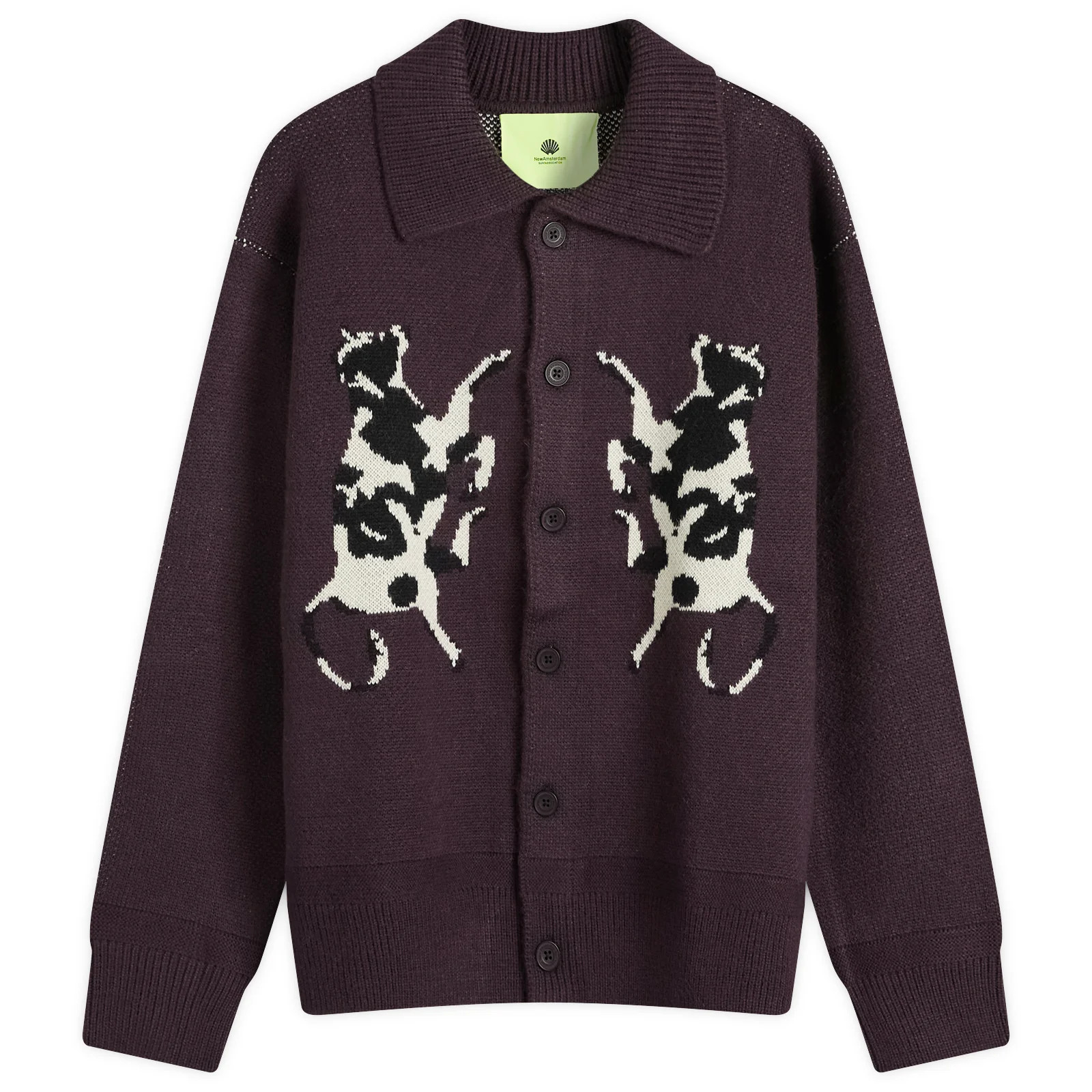 New Amsterdam Surf Association Men's New Amsterdam Cow Knit Polo in Burgundy, Size Small | END. Clothing | END. Clothing