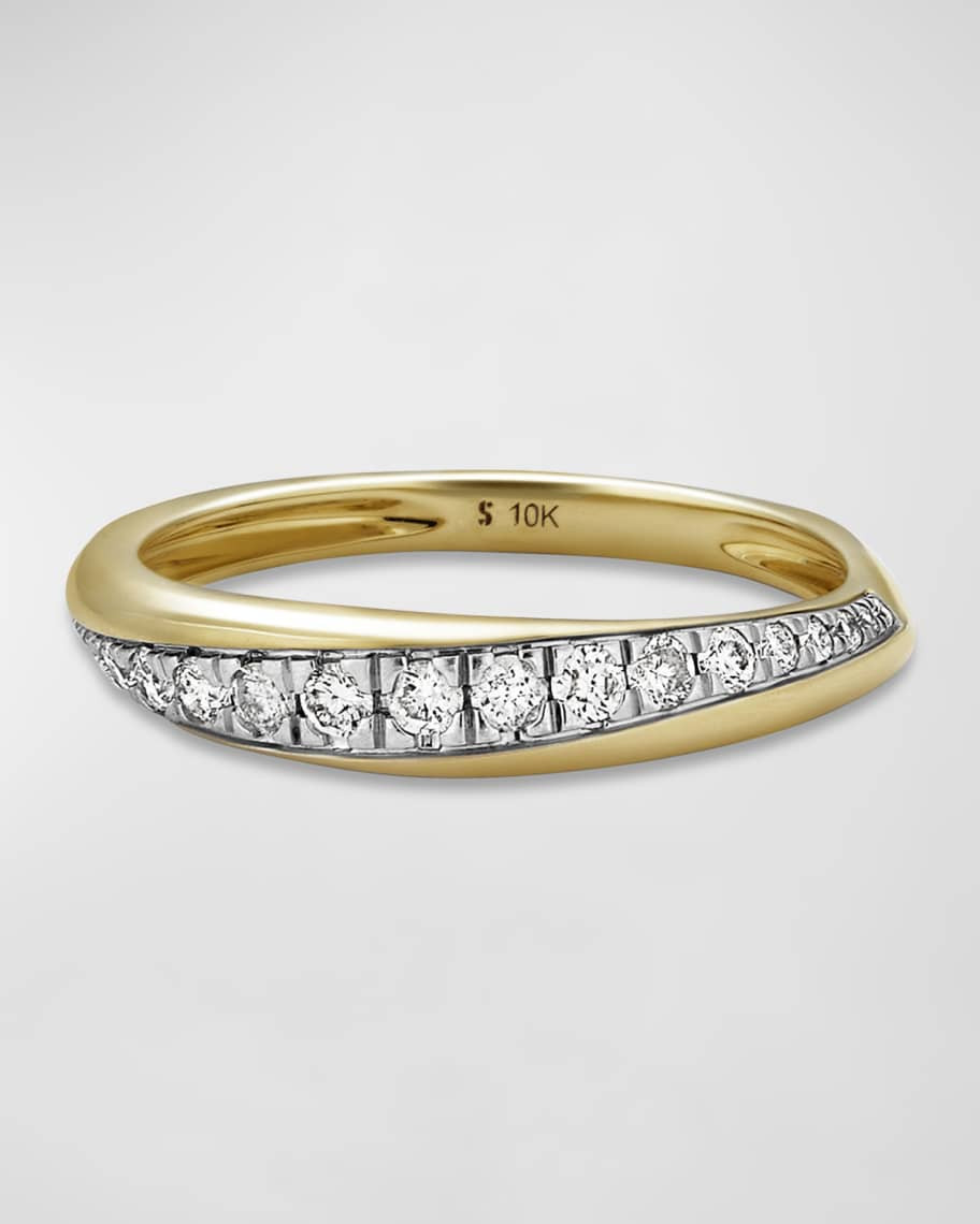 STONE AND STRAND 10K Gold Twist Diamond Pavé Band Ring | Neiman Marcus