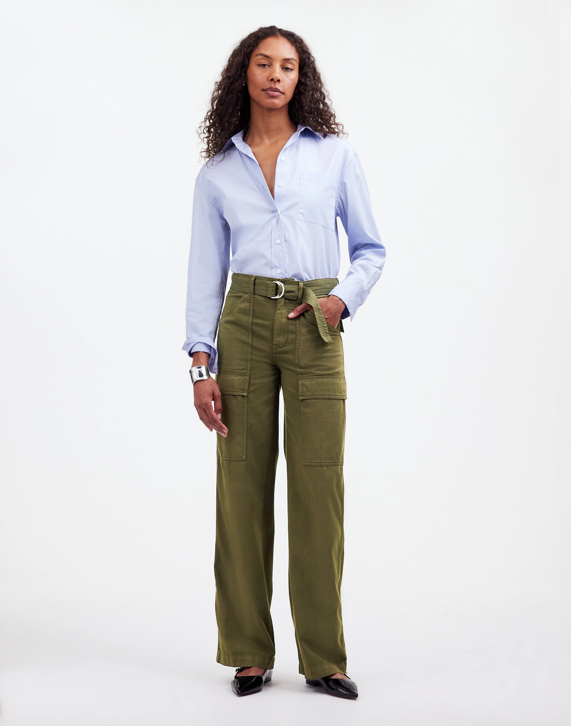 Belted Slouchy Straight Cargo Pants in Garment Dye | Madewell | Madewell