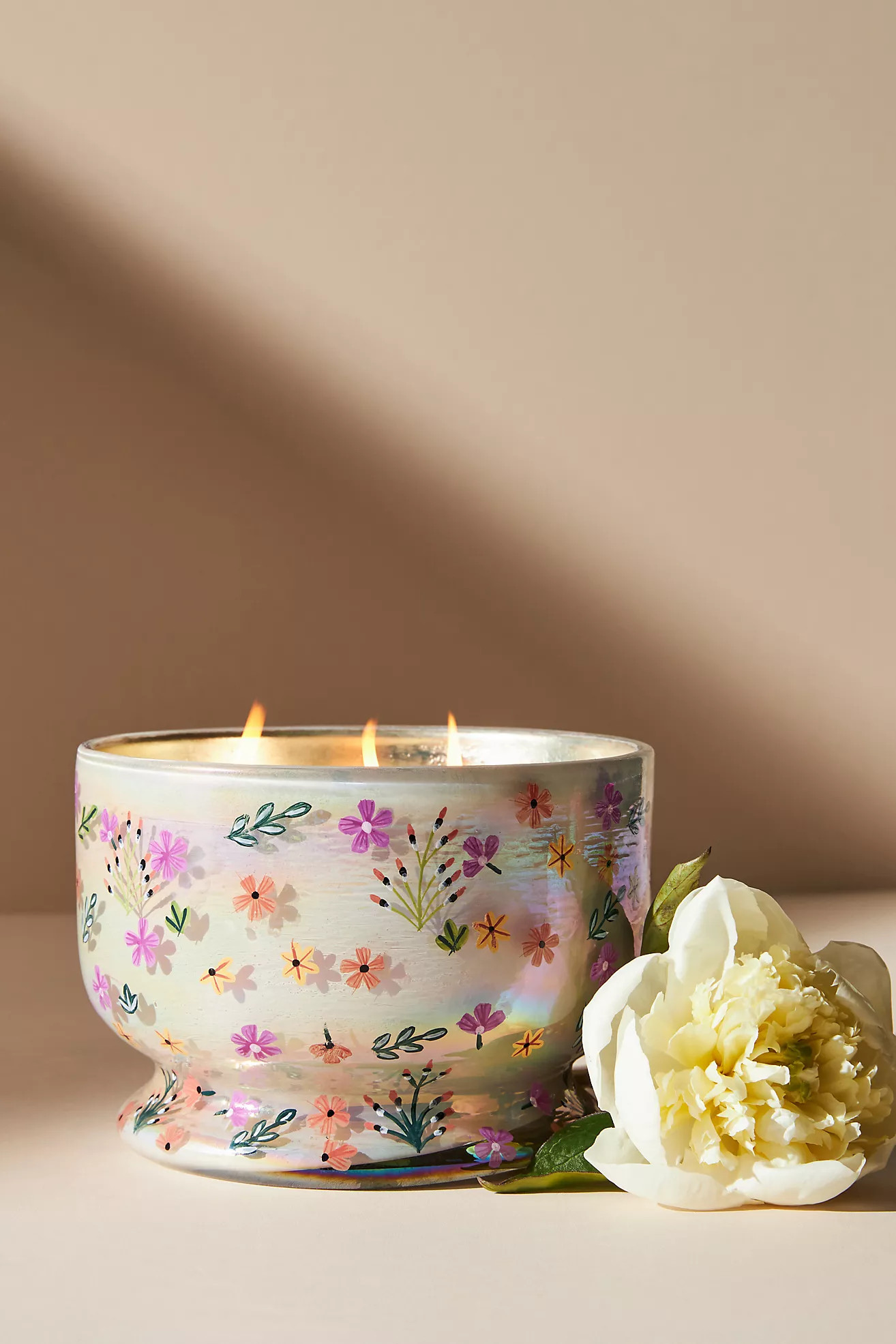Handpainted Floral Candle | Anthropologie (US)