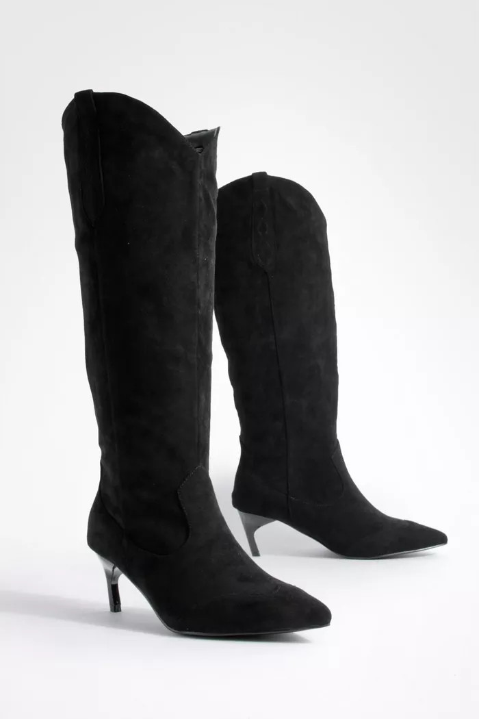 Western Detail Low Knee High Boots | Boohoo.com (UK & IE)