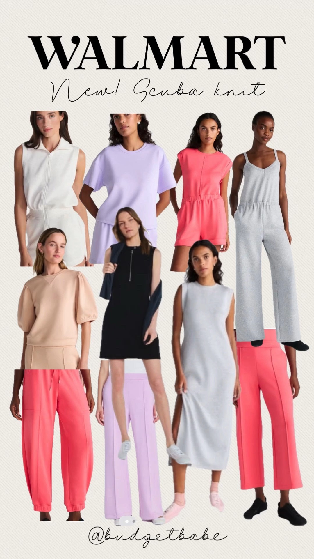 New Walmart scubaknit arrivals include rompers, puff sleeve tops, jumpsuits, column dresses, wide leg pants, barrel pants and more! Great colors! Like Spanx Air Essentials for less. #walmartfashion