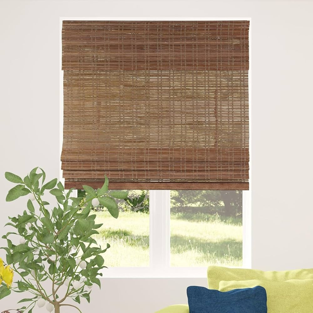 CALYX INTERIORS Cordless Bamboo Roman Shade Blind, Light Filtering, 30.5" W x 48" H, Ceylon Chest... | Amazon (US)