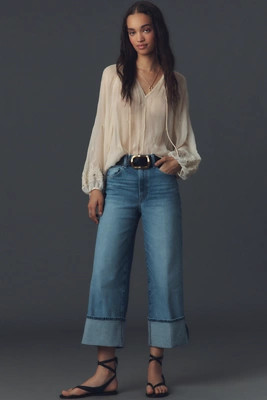 PAIGE Petite Sasha High-Rise Cuffed Wide-Leg Ankle Jeans | Anthropologie (US)