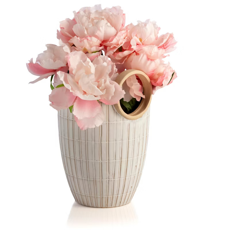 Shiraleah White Decorative Avila Vase with Round Handles | Target