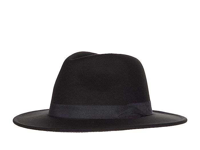 San Diego Hat Company Faux Felt Fedora w/ Folded Band (Black) Fedora Hats | Zappos