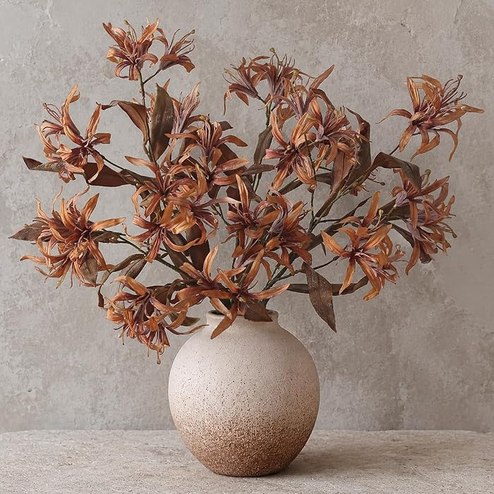 4 Pcs 33"Dried Artificial Bauhinia Flower Branches for Fall Decor(Orange) | Amazon (US)