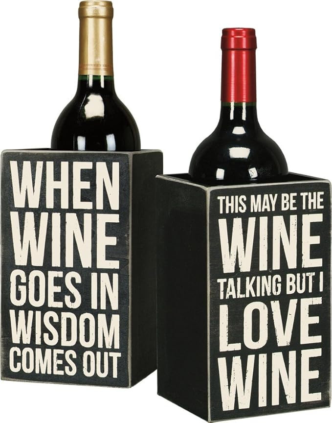 Primitives By Kathy Distressed Black and White Wooden Box, 4.25 x 7.25 x 4.25-Inches, When Wine G... | Amazon (US)